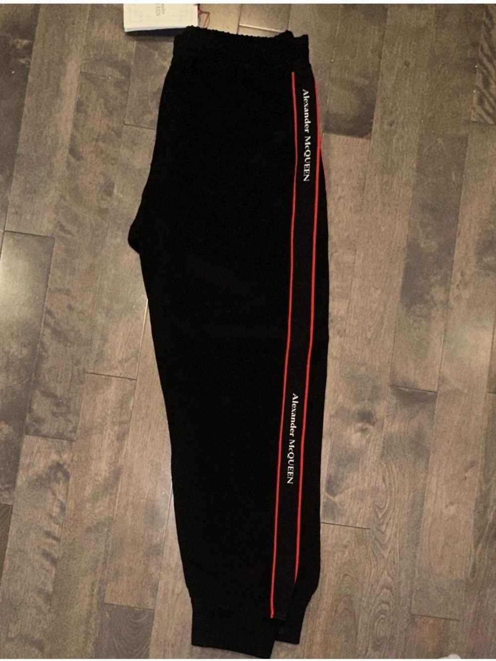 Alexander McQueen Black Sweatpants with Red Side Piping